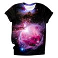 thumbnail image 2 of Helii Women's Galaxy Print T Shirt 3D Digital Starry Sky All over Print Graphic Tee Short Sleeve Crewneck Loose Fit Casual Summer Tops Trendy Festival Concert Outfits 4 Colors, 2 of 5