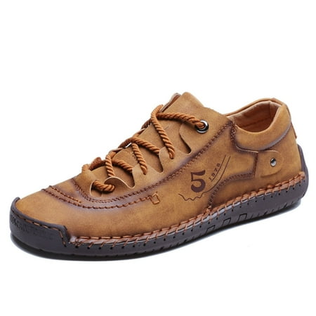 LASUDRAA Mens Shoes Casual Leather Walking Breathable Working Sneakers Flats Comfortable Dress Shoes