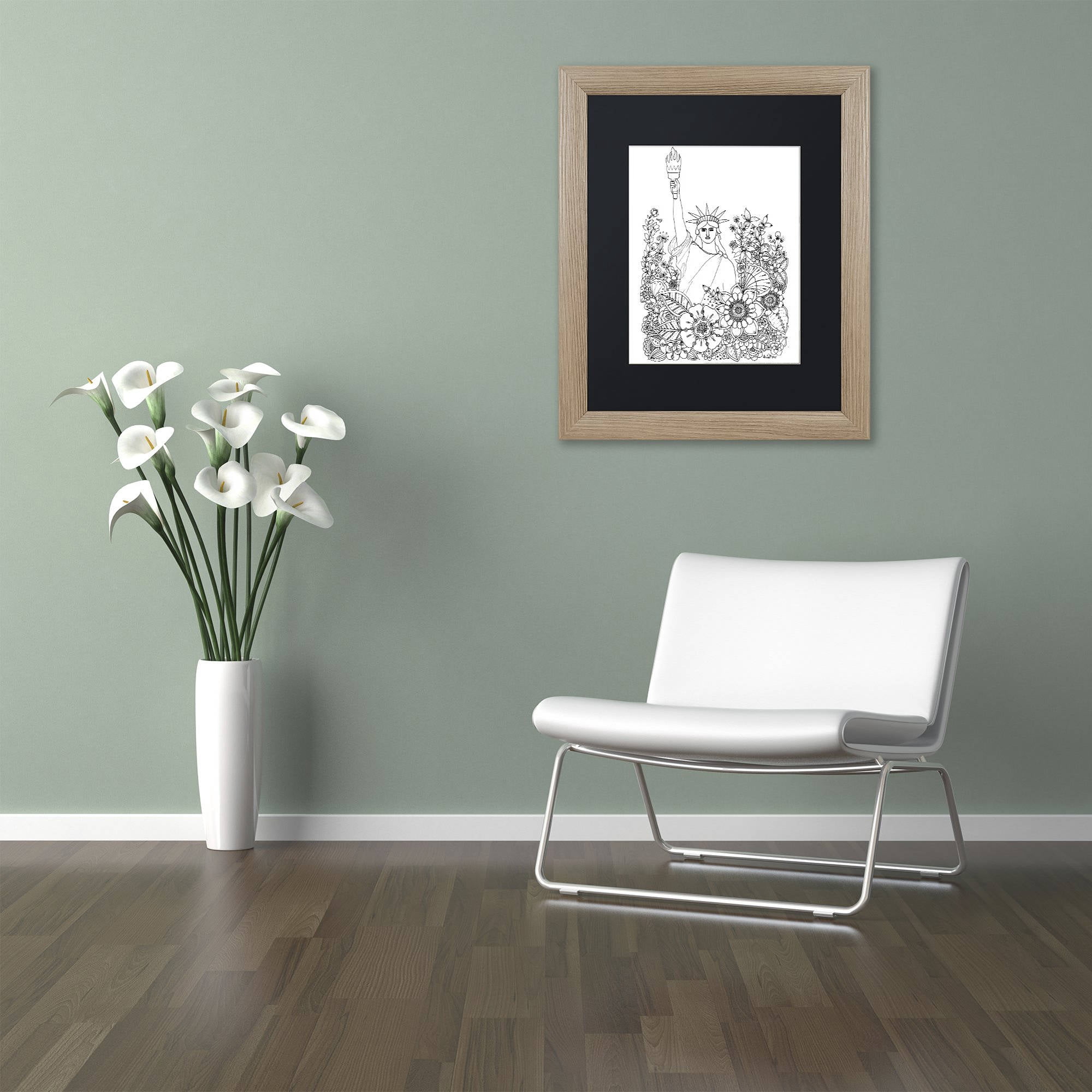 Trademark Fine Art "Flower Girls 8" Canvas Art by KCDoodleArt Black Matte, Birch Frame
