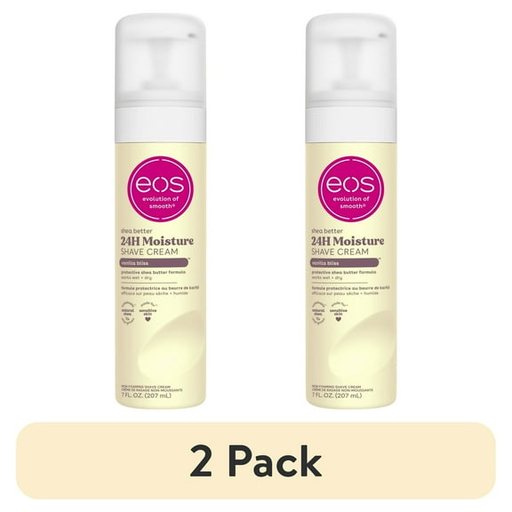 (2 pack) eos Shea Better Womens Shaving Cream, Vanilla Bliss, Smooth Skin Moisturizing Formula, 7 oz