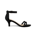 thumbnail image 3 of BLISSFUL STEP Chaussures pour Femmes en Faux Suède à Bride à la Cheville à Talon Kitten à Enfiler à Brides Sandales Unies Noir 9, 3 of 8