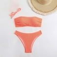 thumbnail image 2 of ZQGJB Women's Two Piece Bandeau Swimsuit Ribbed Solid Color Strapless Tube Bikini Top with Mid Waist Cheeky Bottom Bathing Suit(Orange,L), 2 of 3