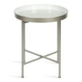 thumbnail image 3 of Kate and Laurel Celia Glam Round Side Table, 18.25 x 18.25 x 22, White and Silver, Modern Minimalist Accent Table for Storage and Display, 3 of 7