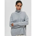 thumbnail image 2 of Women'S High Neck Sweaters Loose Fit Fall Winter Pullover Jumper Tops Silver Grey L, 2 of 7