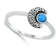 thumbnail image 4 of CHOOSE YOUR COLOR Blue Simulated Opal Crescent Moon Phase Bali Ring .925 Sterling Silver CZ Female Size 6, 4 of 4