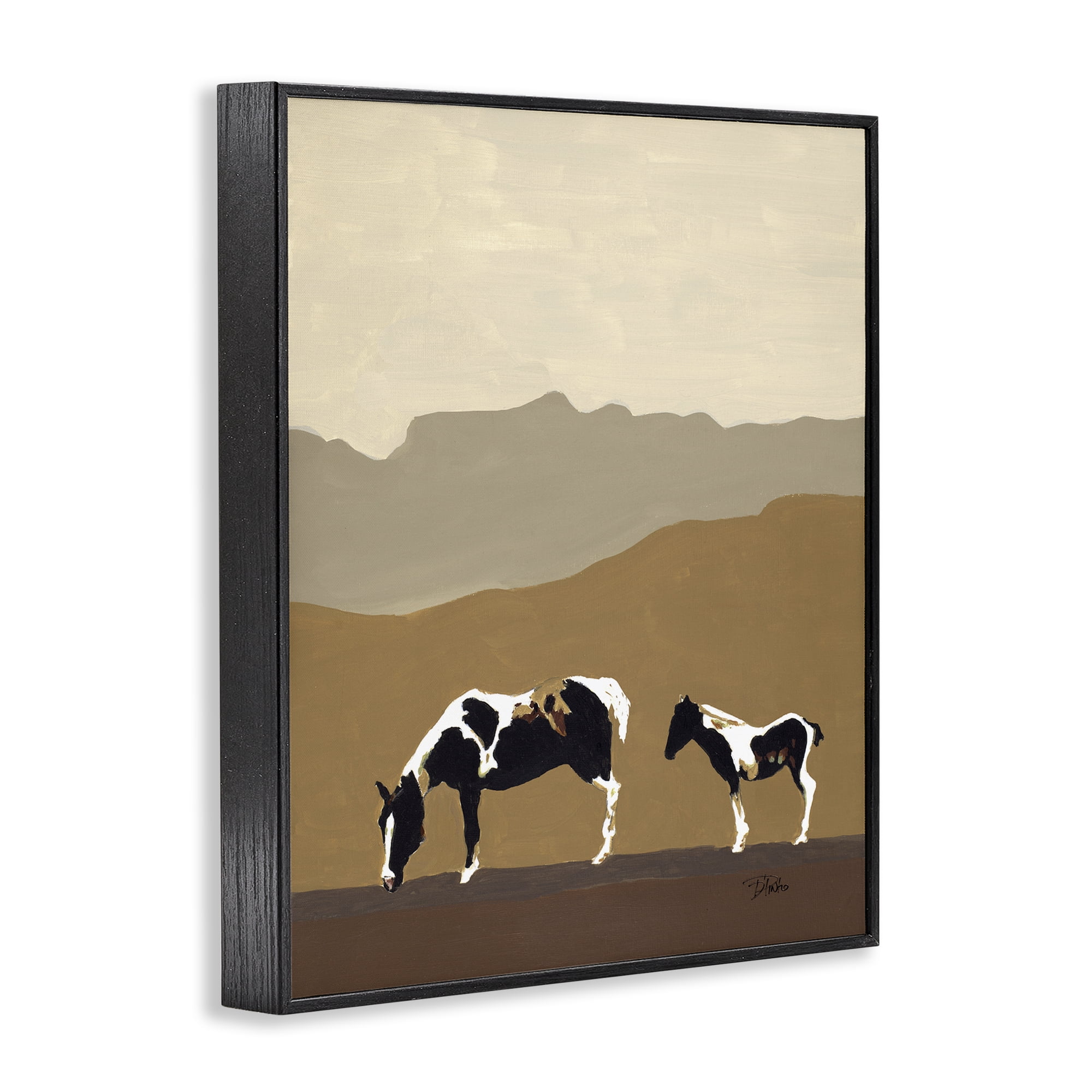 Stupell Industries Modern Mountains Horses Black Framed Giclee Art, design by Patricia Pinto
