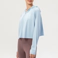 thumbnail image 3 of RXIRUCGD T-shirt de Mode pour Femme Blouse à Manches Longues Col Rond Hauts Décontractés Chandail, Bleu Pâle, Taille : L, 3 of 8