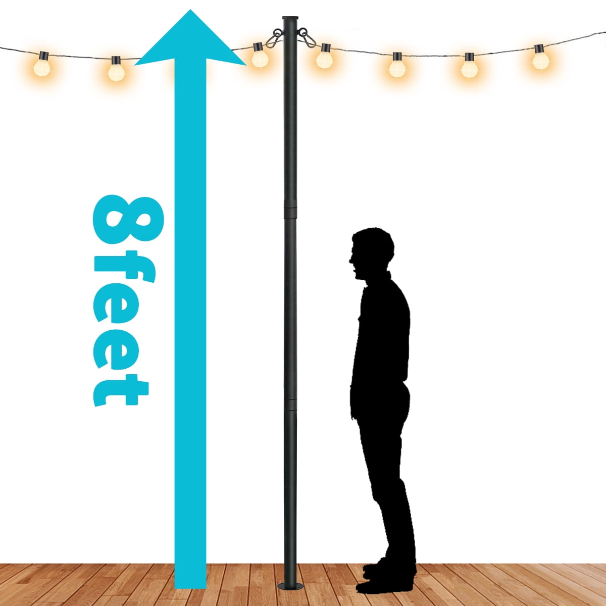 Docred Outdoor String Light Pole Stand 8FT, Awning Canopy Support Pole