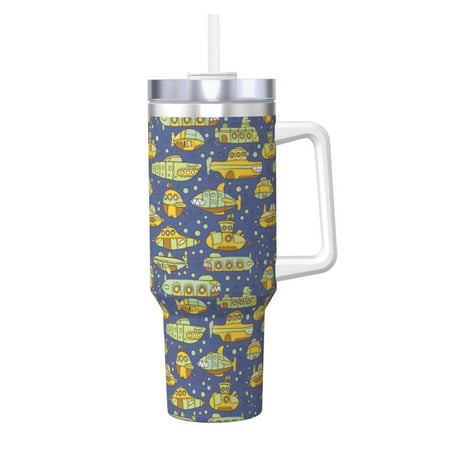 

Uemuo Cartoon Submarines Print 40oz Ice Bully With Handle And Straw Stainless Steel Vacuum Insulated Cup And 2 In 1 Straw Lid Insulated Travel Tumbler