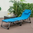 thumbnail image 4 of Gymax Folding Chaise Lounge Chair Sunbathing Recliner w/ Face Hole & Removable Pillow, 4 of 10