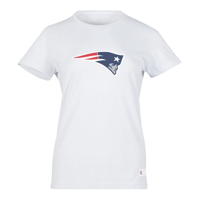 NFL Playera Aficionado Básica New England Patriots Blanco para Mujer, Talla Grande