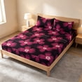 thumbnail image 4 of Linnome Washable Cotton Fitted Sheet Set with Pillowcases Elastic Mattress Protector Bed Cover Machine Washable for Home, 4 of 9