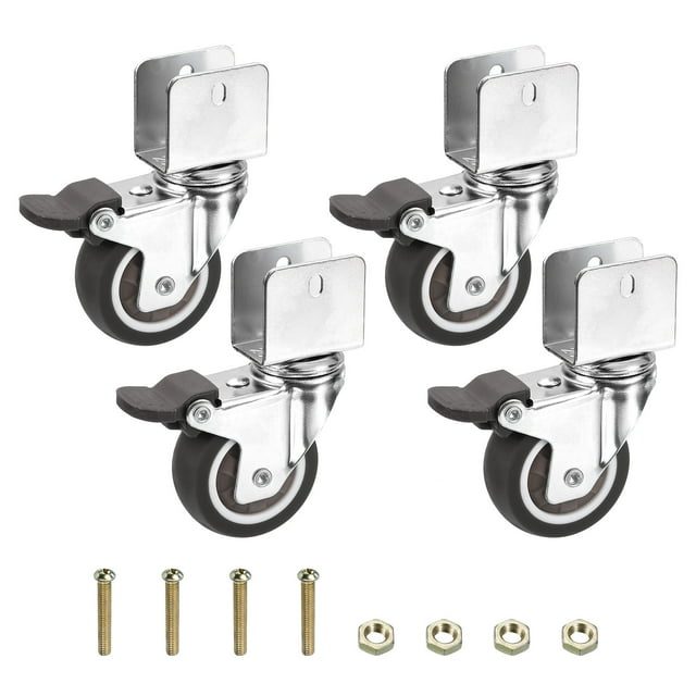 Ruedas giratorias de 2" con soporte en U de 3/4", 4 paquetes de ruedas giratorias silenciosas de repuesto con freno