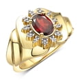 thumbnail image 4 of RYLOS Rings for Women 14K Yellow Gold Ring with Oval 7X5MM Gemstone &  Sparkling Diamonds January Garnet Jewelry Size 8, 4 of 8