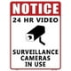 thumbnail image 1 of AVISO DE VIDEOVIGILANCIA LAS 24 HORAS Letrero de metal novedoso para estacionamiento Tamaño: 8 x 12 pulgadas, 1 of 4
