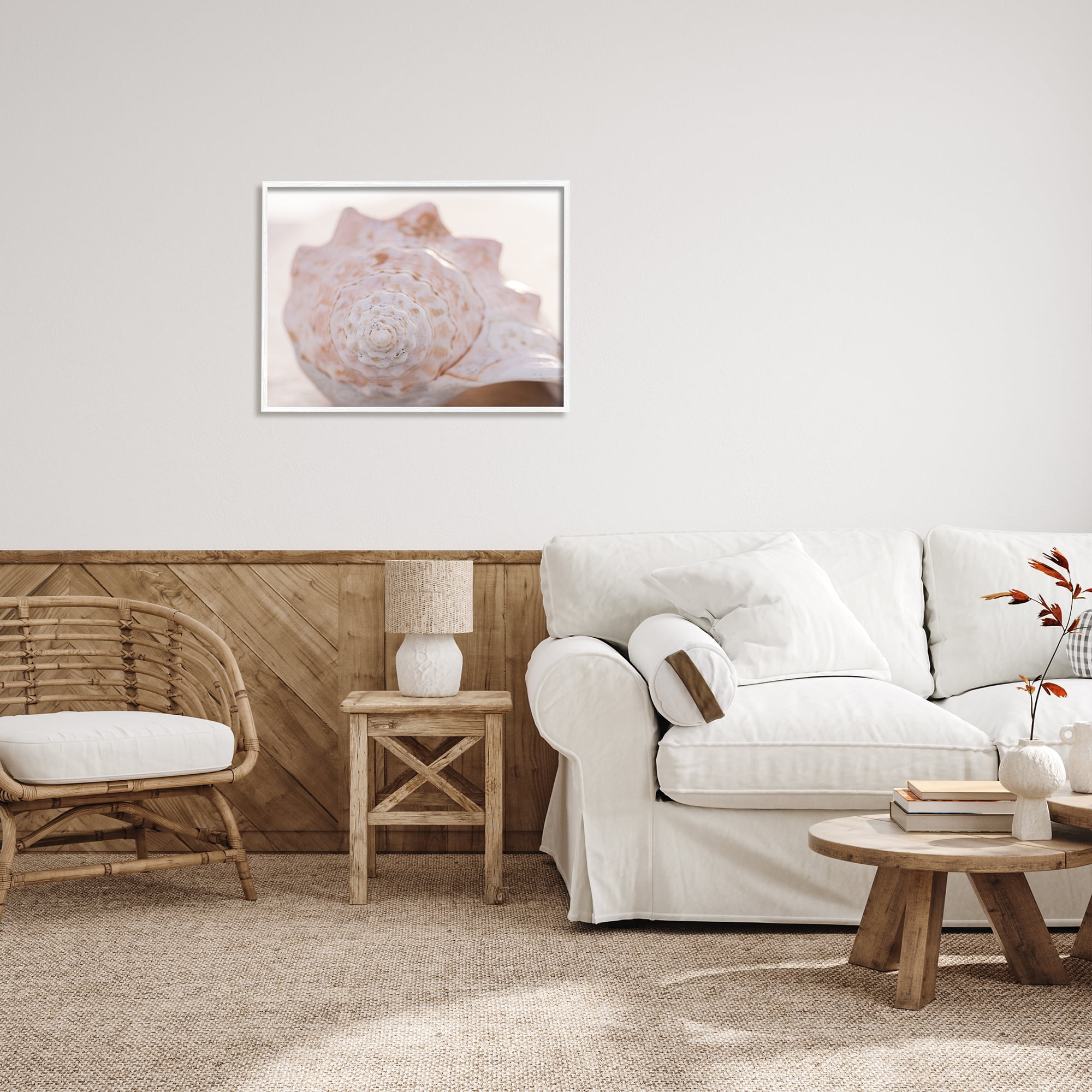 Stupell Beach Life Conch Shell Photography Landscape Photography White Framed Art Print Wall Art