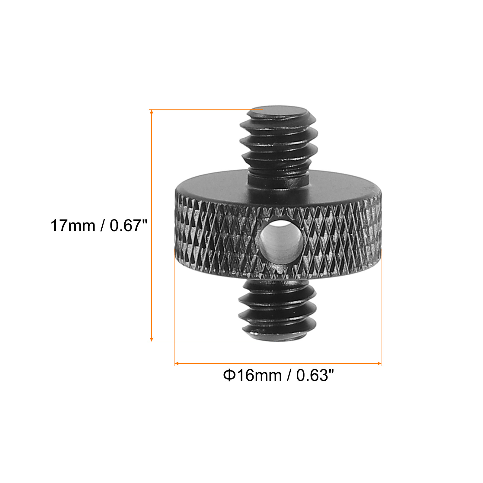 Uxcell Mic Stand Adapter 1/4 Male to 1/4 Male Thread Tripod Screw with Hole Double Sides Camera Screw Black 2 Pack - image 2 of 6
