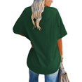 thumbnail image 2 of Camiseta holgada de manga corta para mujer, camiseta de manga corta con cuello redondo y hombros caídos de Color puro para uso diario, verde L, 2 of 4