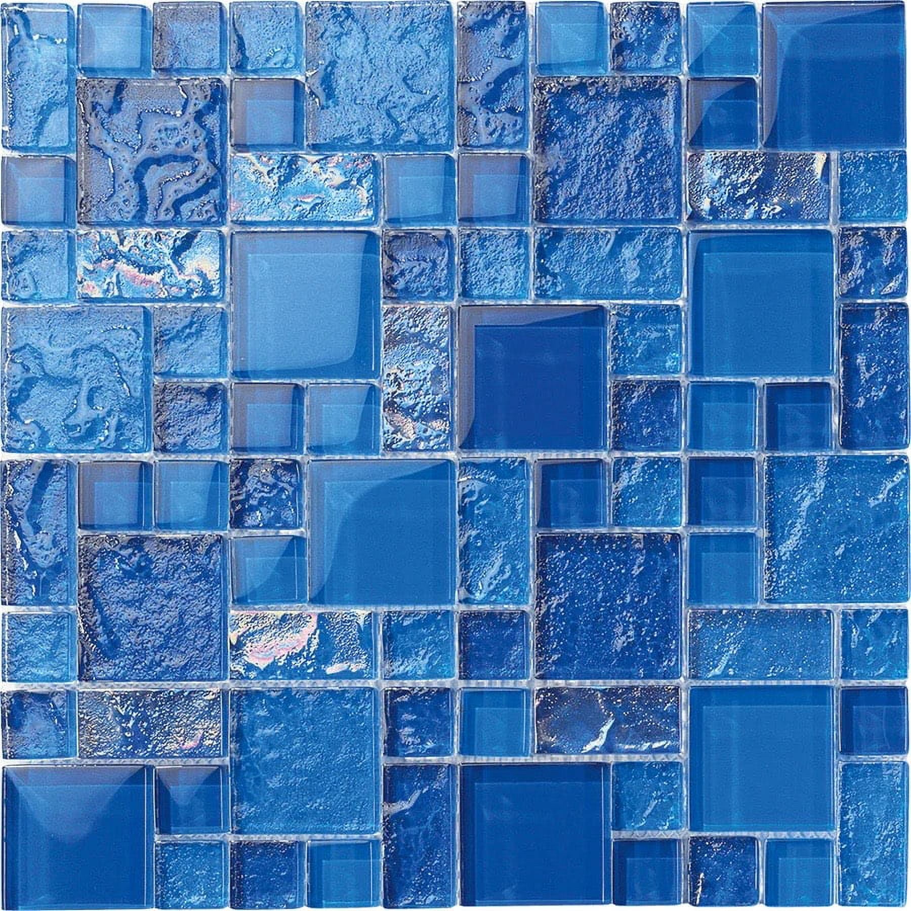 Bahamas Dark Blue Mix Glass Tile Pool Tile and Walls Tiles and Deco 12in x 12in