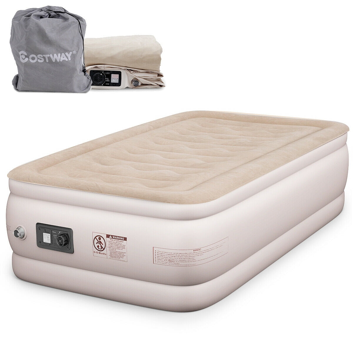 Costway Twin Size Air Mattress Inflatable Upgraded Luxury Airbed Raised