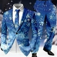 thumbnail image 2 of Mens Christmas Suit 2 Piece One Button Xmas Jacket Blazer with Pockets And Pant Set Funny Snowflake Slim Fit Winter Party Men's Suits, 2 of 4