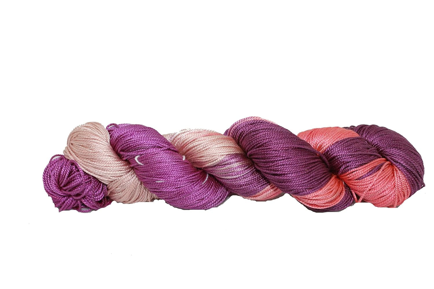 Knitsilk 3 Ply 100% Mulberry Silk Lace Weight Yarn | Perfect for Knitting & Crocheting and Weaving Silk Yarn for Luxurious Creating Projects.(50 Grams – 260 Yards, Purple and Peach)(Pack of 2)