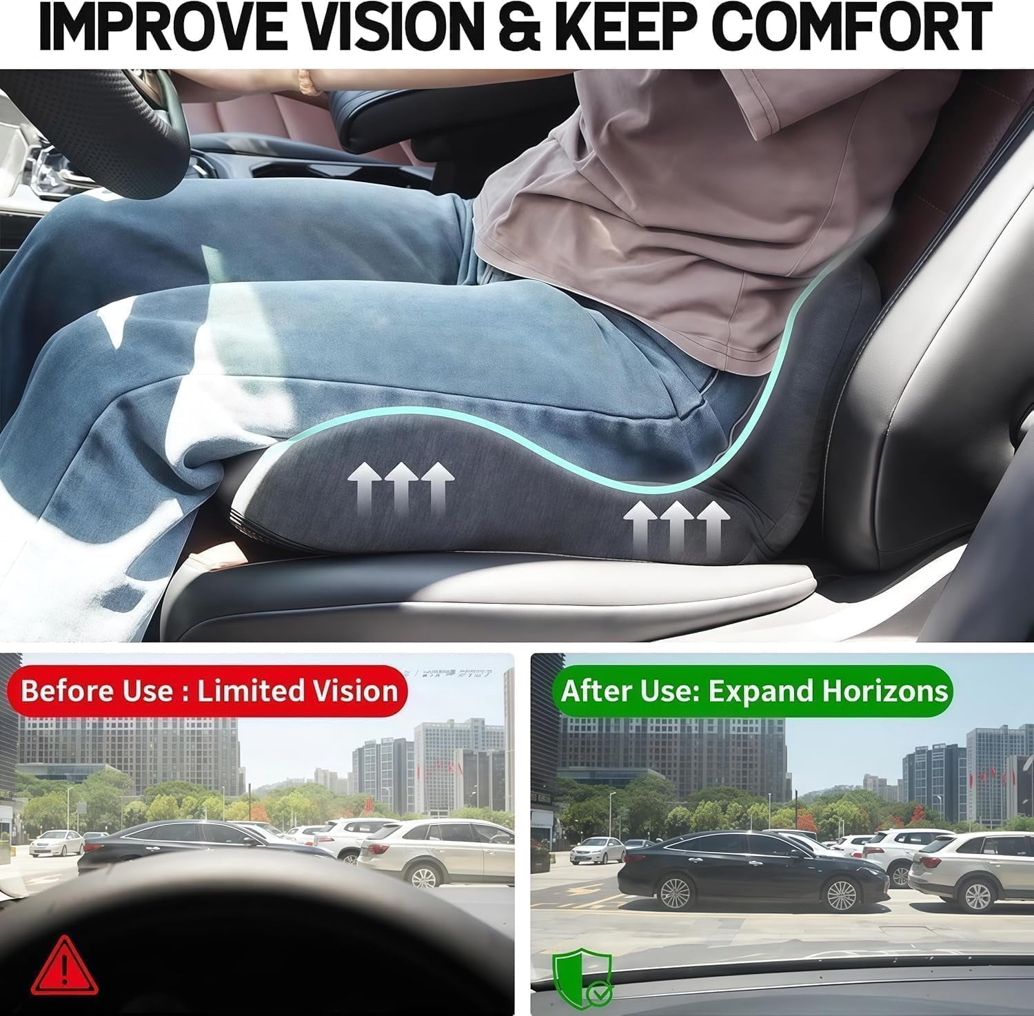 Celinva Orthopedic Cushion, Instant Relief for Back & Sciatica Pain, Long Sitting Lumbar Support, Memory Foam Truck Seats Cushions, Removable Cover Anti Slip Cushion for Drive,Office