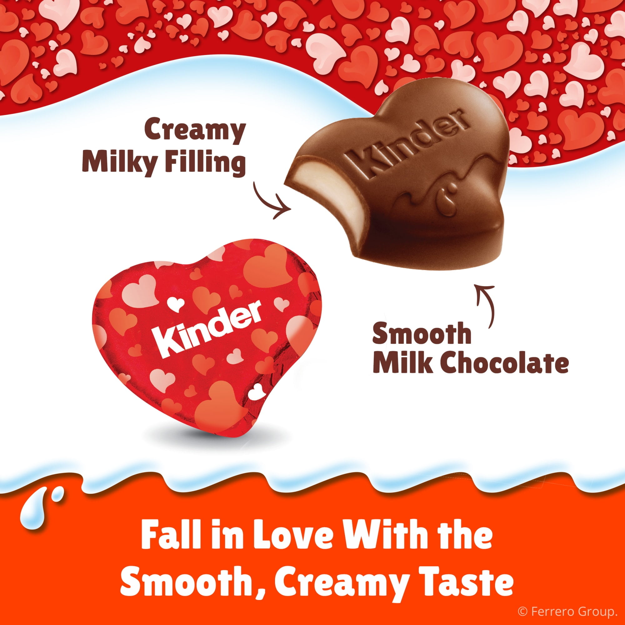 Kinder Chocolate Mini Hearts Gift Box, Mini Milk Chocolate Hearts, Individually Wrapped, Valentine's Day Gift, 25 count, 3.7 oz