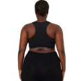 thumbnail image 3 of Sujetadores deportivos de talla grande para mujer, figura completa, diseño de bloque de leopardo, espalda cruzada, sujetador acolchado de apoyo para entrenamiento Negro 2X, 3 of 6