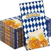 Fuliko 100 Pieces Oktoberfest Napkins Blue White Plaids Party Napkins 7.8 4.3 Inch Bavarian Paper Cocktail Napkins Supplies for Oktoberfest German