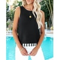 thumbnail image 6 of Womens Summer Knit Sweater Tank Tops Round Neck Crochet Hollow Out Sleeveless Casual Crop Shirt Black XL, 6 of 9