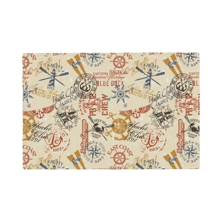 

Placemats Set of 4 Vintage Nautical Heat Resistant Non - Slip Place mats Waterproof table mat for Kitchen Dining-4片装