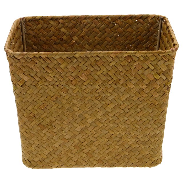 MOVTOTOP Woven Straw Basket Organizer Waste Bin 2pcs Sundry Storage Case