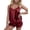 Wine, variant on PMVFHDE Womens Loungewear Set Satin Adjustable Strap Camisole And Shorts Two Piece Nightwear For Home