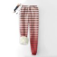 thumbnail image 2 of Women's Red and White Striped Pajama Pants with Faux Fur Cuffs Cozy and Festive Sleepwear for Winter, 2 of 4