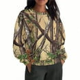 thumbnail image 2 of Oksale Women's Camo Fall Sweatshirts Plus Size Retro Tree Printing Round Neck Tops Loose Long Sleeve Winter Sweatshirt Soft Comfortable Shirts 2025 Gray XXXL, 2 of 9
