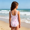thumbnail image 5 of CCRFTGI Girls Swimsuits Size 7 Summer Cute Bowknot Print Quick Dry High Cut Print Vacation Swimwear Girls One Piece Swimsuits Bathing Suit for Beach Light pink 7-8 Years, 5 of 7