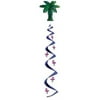 Party Central Pack of 12 Green and Blue Palm Tree and Flamingo Tropical Spiral Whirls 48"