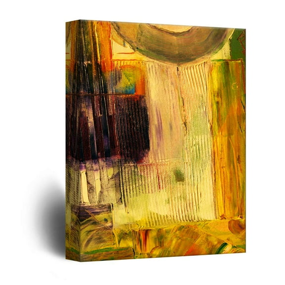 wall26 - Canvas Wall Art - Abstract Golden Painting Color Composition - Giclee Print Gallery Wrap Modern Home Art Ready to Hang - 32x48 inches