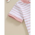 thumbnail image 5 of Baby 2 Piece Outfits Summer Striped Short Sleeve Romper and Elastic Shorts Set for Toddler Newborn Girl Boy, 5 of 13