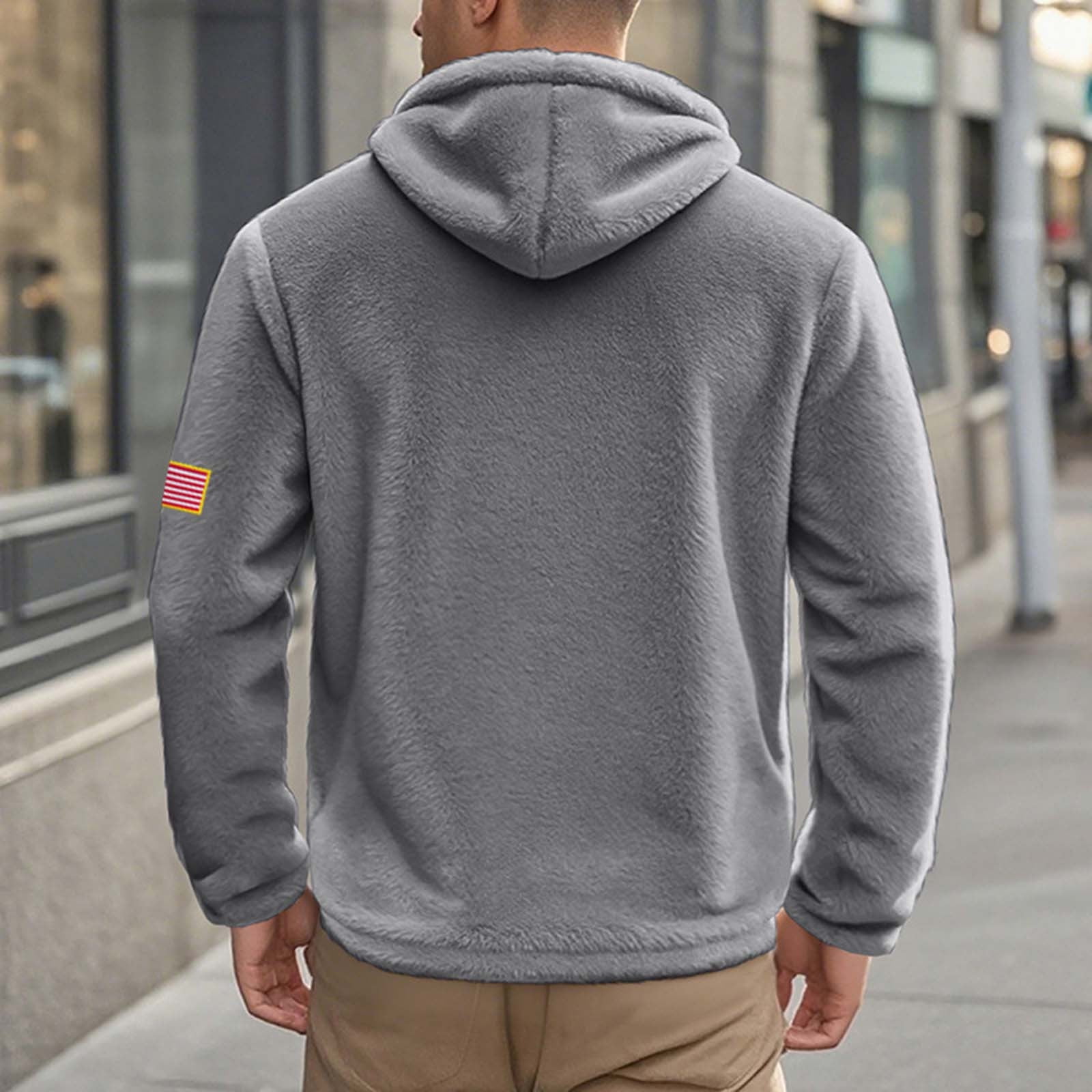 Lovzfmll Reversible Hoodie for Men, Double Sided Fleece, Solid