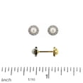 thumbnail image 2 of 18K Two Tone Gold Center Pearl with Zirconia Circle Covered Screwback Earrings, 2 of 3