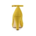 thumbnail image 2 of BLISSFUL STEP Chaussures pour Femmes Bout Rond Talon Aiguille Bride à la Cheville Escarpins Jaune 8,5, 2 of 8