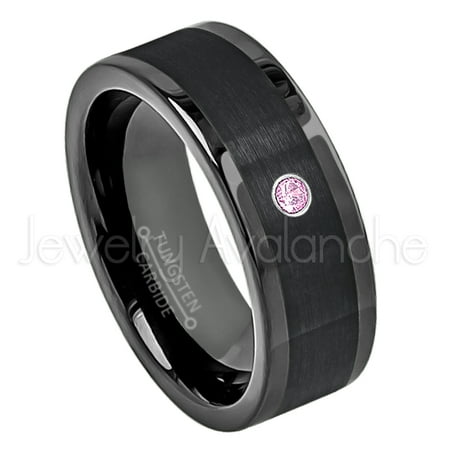 Jewelry Avalanche 8mm Pipe Cut Black Tungsten Carbide Wedding Ring Jewelry Avalanche 8mm Pipe Cut Black Tungsten Carbide Wedding Ring 0 07ct Pink Tourmaline Mens Band Custom Made Birthstone