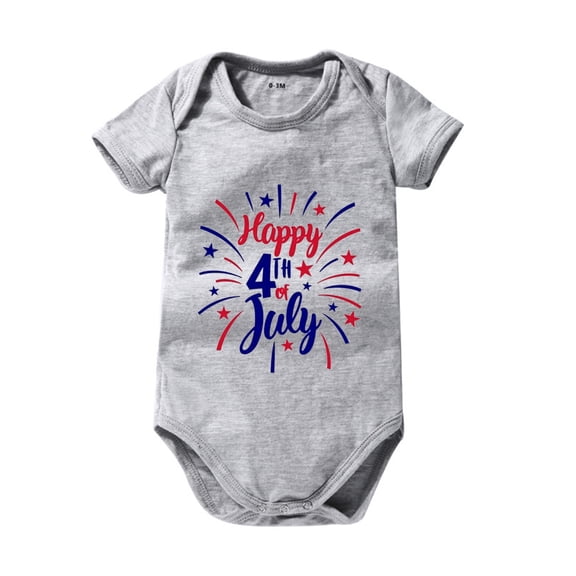Karoyedx Patriotic Clothing for Girls 4th of July Baby Boy Girl Outfit Newborn Toddler Bubble Romper Retro Fourth Of July Clothes Grey Size,12-18 Months