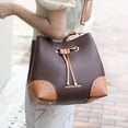 thumbnail image 4 of MKF Collection Callise Vegan Leather Women's Bucket Bag & Wristlet Wallet 2-Piece Set by Mia K. - Coffee Cognac, 4 of 8