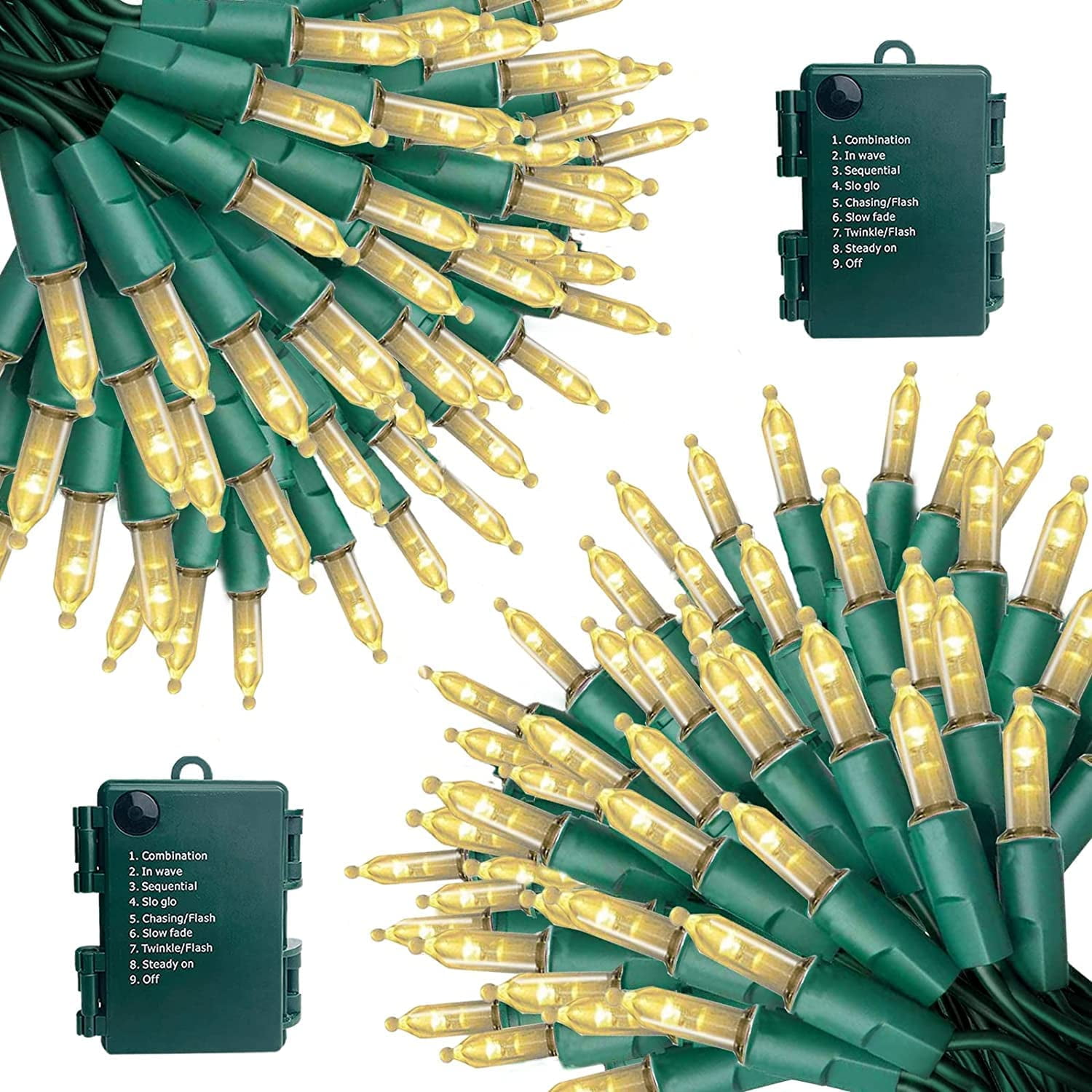 QWZNDZGR 3 Pack Christmas Lights Decorations Total 150LED 50.1Ft Timer 8 Modes Battery Operated