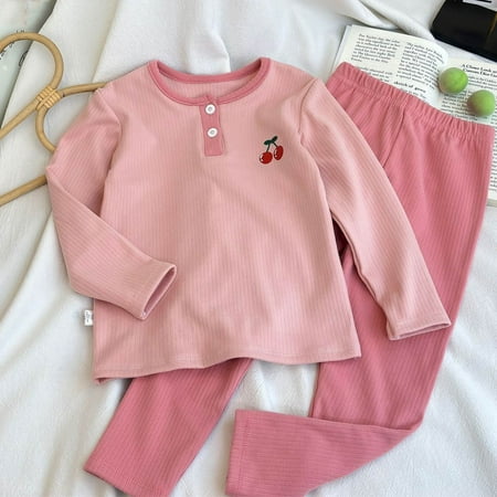 

Geire Children Unisex Homewear Sets Cartoon Printed Long Sleeved Round Neck Top & Elastic Waist Loose Pants Comfy 2PC Homewear Set