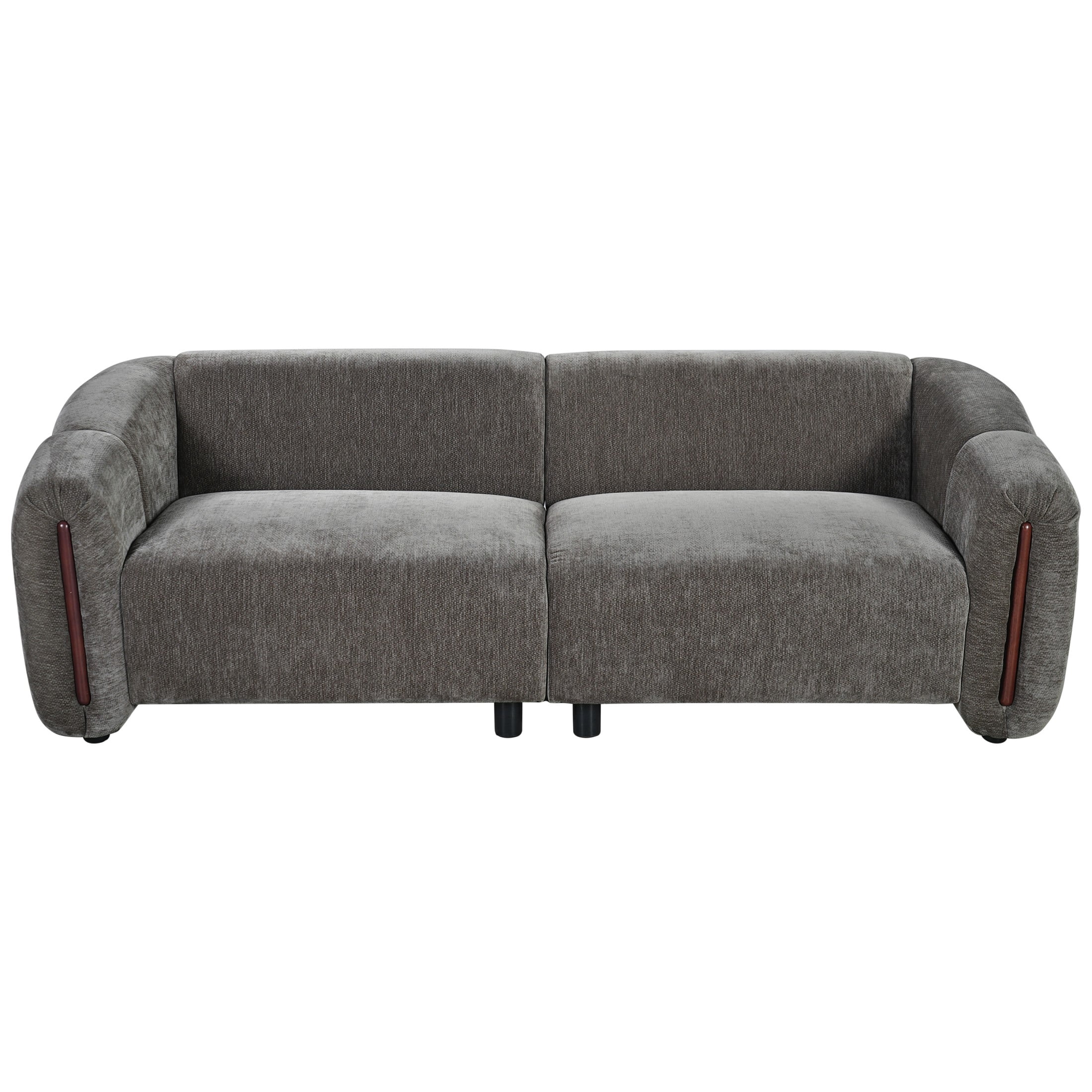 Christopher Knight Home 87.4" Modern Curved Upholstered 3-Seater Sofa with Wide Armrest, Espresso
