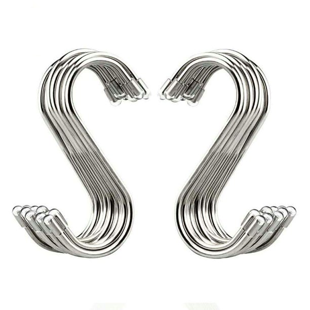 Ganchos Evob, paquete de 20, acero inoxidable en forma de S, 3,4"